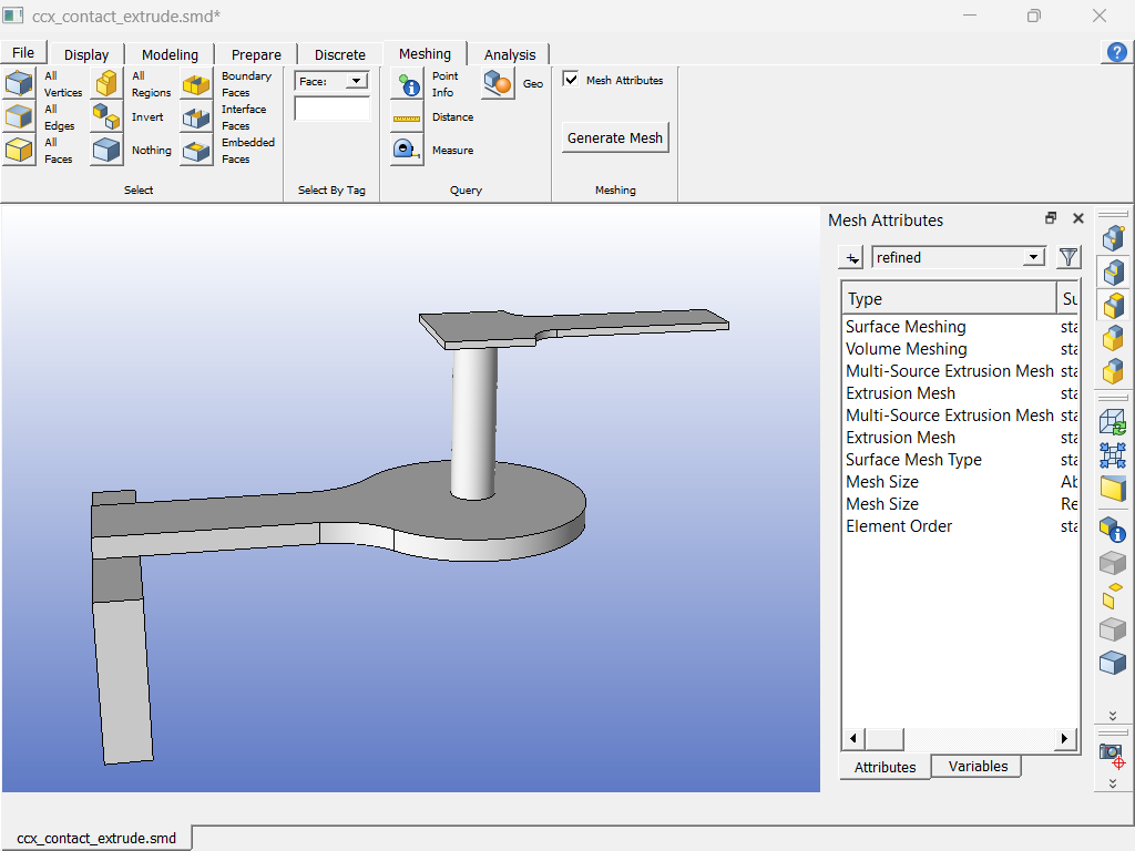 CalculiX FE model set-up in CastNet – mesh, analysis types and element types